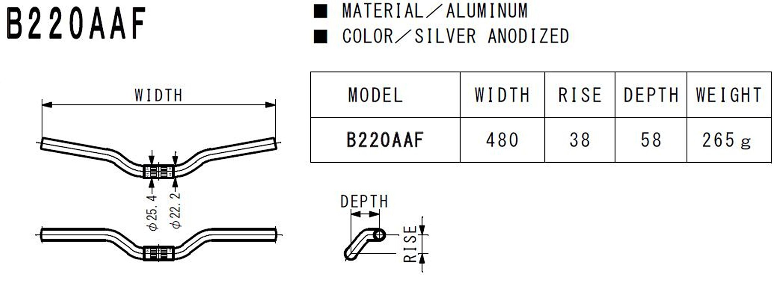 Amazon | NITTO(日東) ライズバー B220AAF B220AAF φ25.4 480